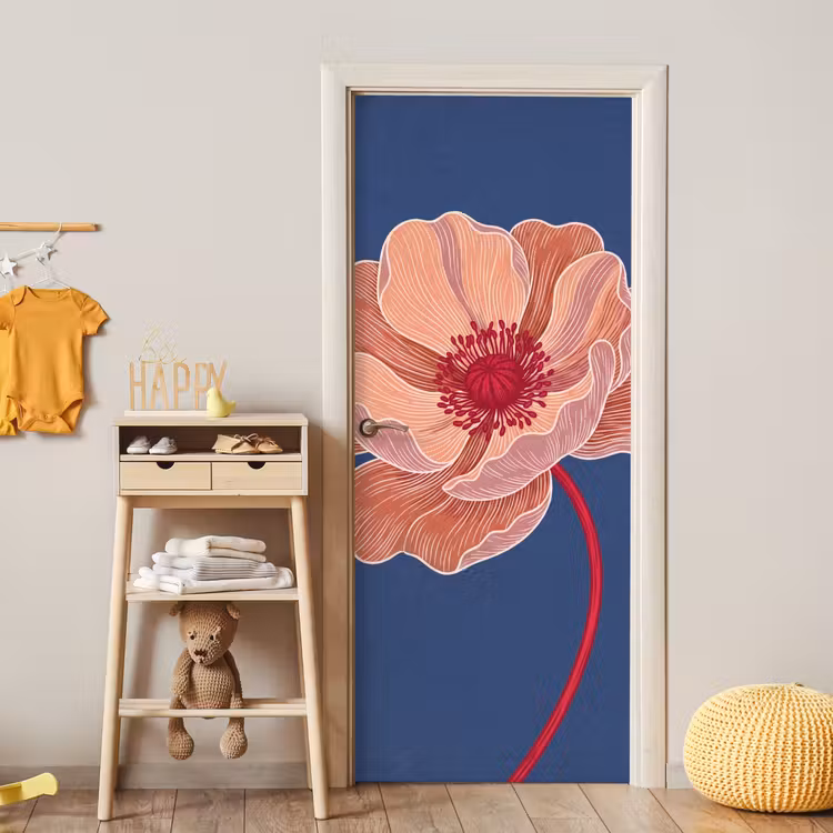 Deursticker - Bloemen - Modern - Abstract - Bloemen - Modern - Abstract deurposter klein