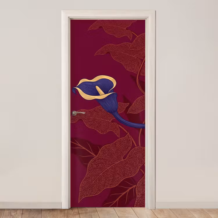 Deursticker - Bloemen - Modern - Paars - Bloemen - Modern - Paars deurposter klein