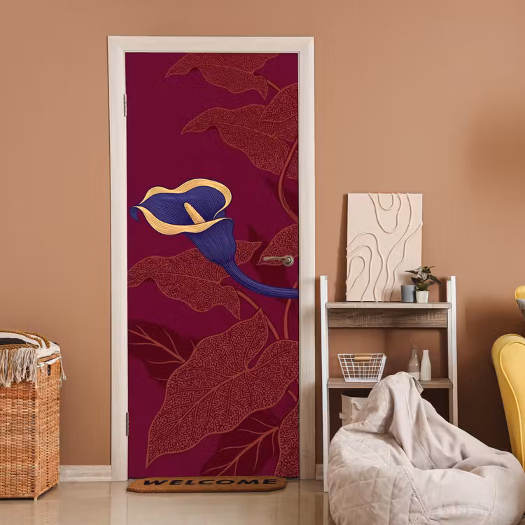 Deursticker - Bloemen - Modern - Paars - Bloemen - Modern - Paars deurposter klein