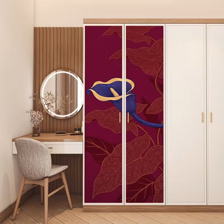 Deursticker - Bloemen - Modern - Paars - Bloemen - Modern - Paars deurposter klein