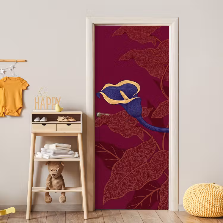 Deursticker - Bloemen - Modern - Paars - Bloemen - Modern - Paars deurposter klein