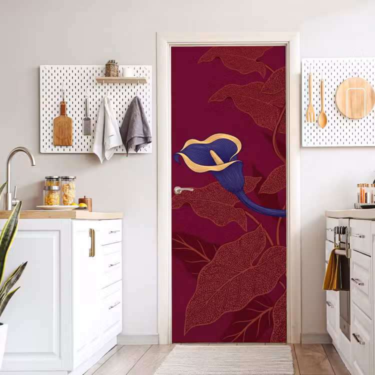 Deursticker - Bloemen - Modern - Paars - Bloemen - Modern - Paars deurposter klein