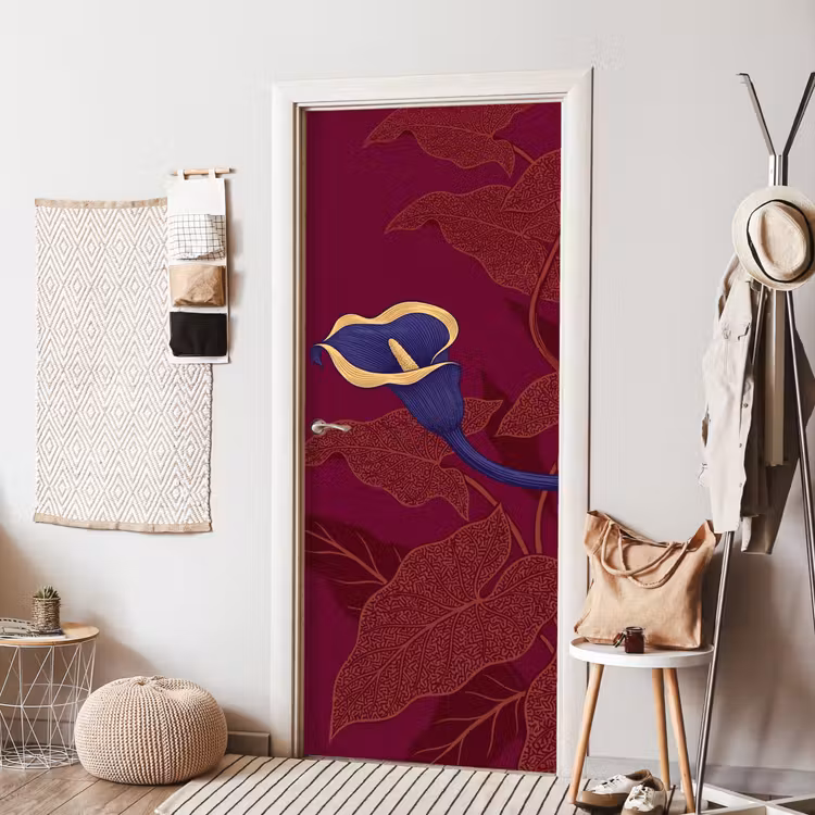 Deursticker - Bloemen - Modern - Paars - Bloemen - Modern - Paars deurposter klein