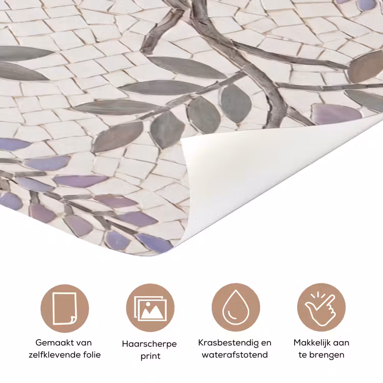Bloemen - Mozaïek - Natuur - Patroon - Paars deurposter klein -closeup_NL