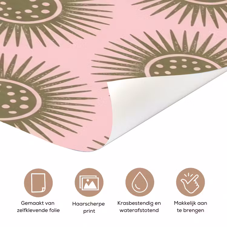 Bloemen - Patroon - Abstract - Roze - Groen deurposter klein -closeup_NL