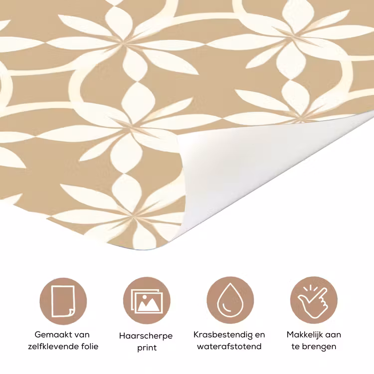 Bloemen - Patroon - Beige deurposter klein 289 -closeup_NL