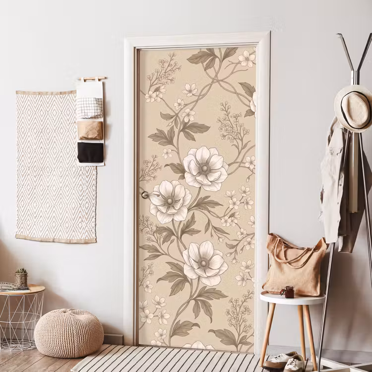 Bloemen - Patroon - Beige deurposter klein -sfeer6