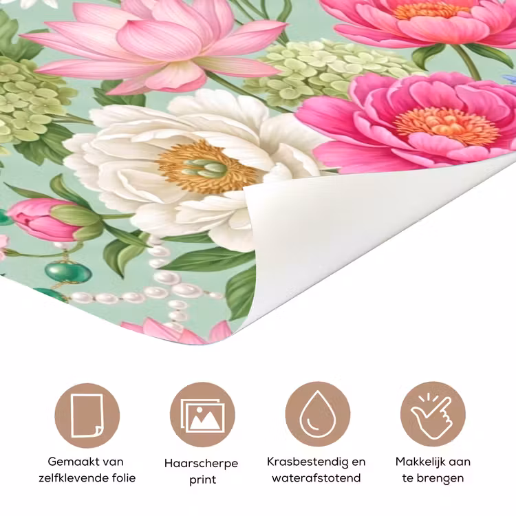 Bloemen - Patroon - Botanisch - Groen deurposter klein -closeup_NL