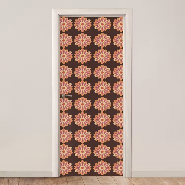 Bloemen - Patroon - Bruin deurposter klein 289 -3d_beige