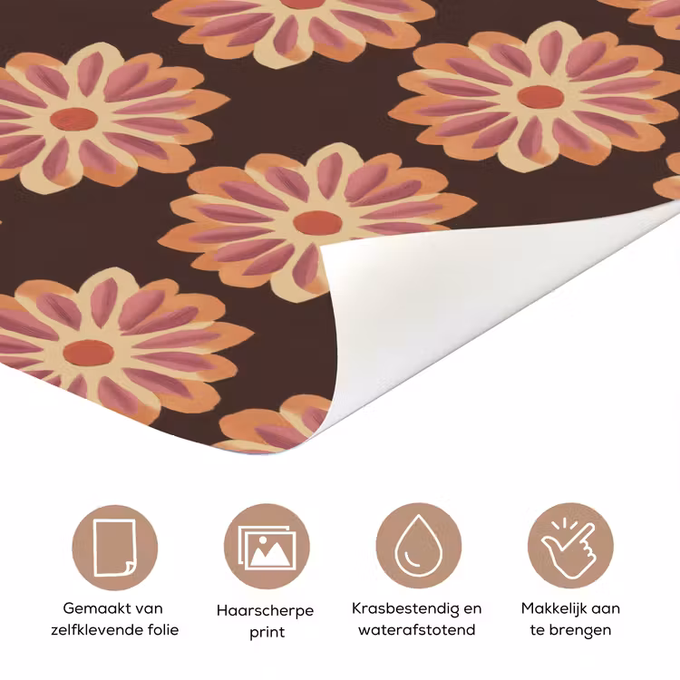 Bloemen - Patroon - Bruin deurposter klein 289 -closeup_NL
