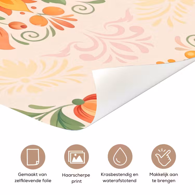 Bloemen - Patroon - Decoratief - Oranje deurposter klein -closeup_NL