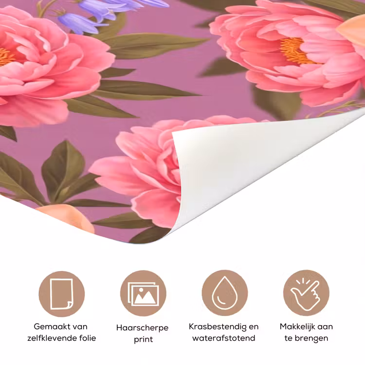 Bloemen - Patroon - Illustratie - Roze deurposter klein -closeup_NL