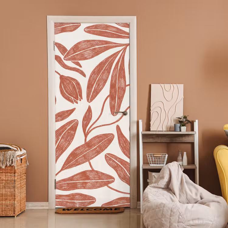 Bloemen - Patroon - Modern - Natuur - Bruin deurposter klein -sfeer1
