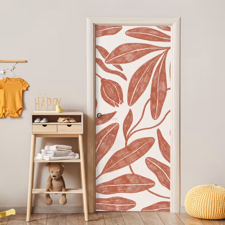 Bloemen - Patroon - Modern - Natuur - Bruin deurposter klein -sfeer4