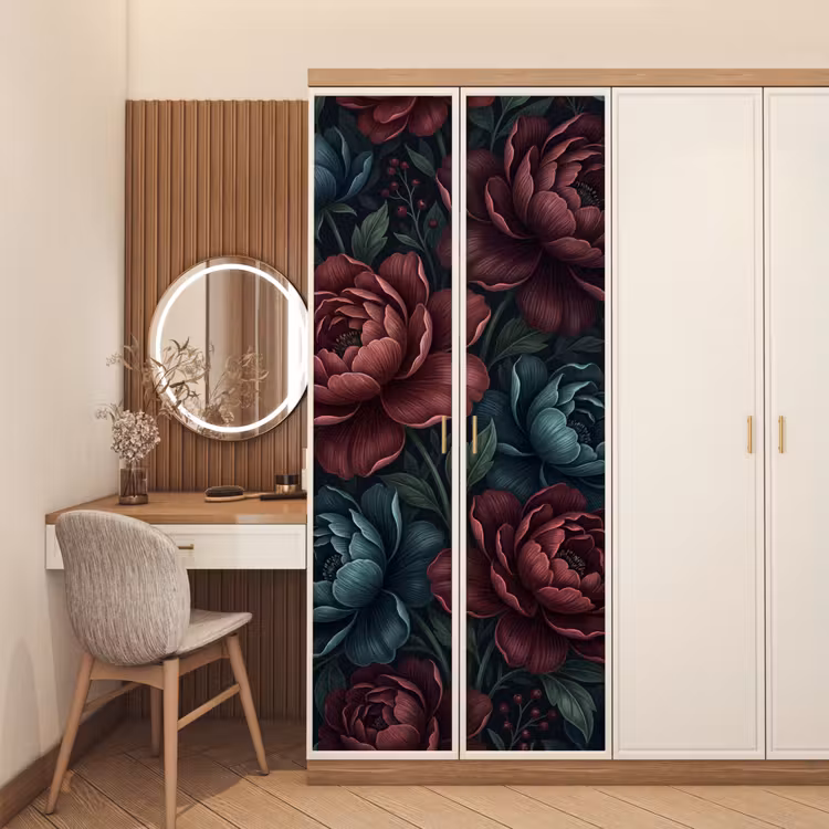 Bloemen - Patroon - Natuur - Klassiek - Donker deurposter klein -sfeer3