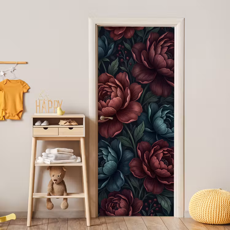 Bloemen - Patroon - Natuur - Klassiek - Donker deurposter klein -sfeer4