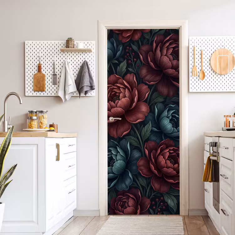 Bloemen - Patroon - Natuur - Klassiek - Donker deurposter klein -sfeer5
