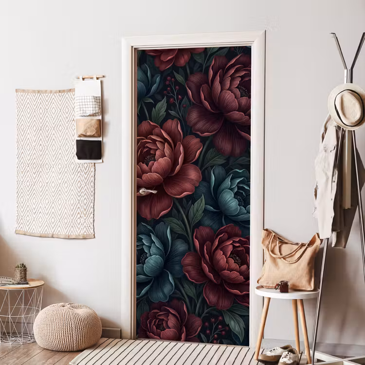 Bloemen - Patroon - Natuur - Klassiek - Donker deurposter klein -sfeer6