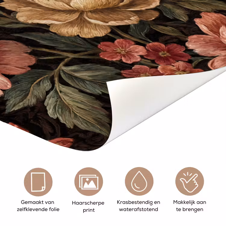 Bloemen - Patroon - Natuur - Vintage - Roze deurposter klein -closeup_NL