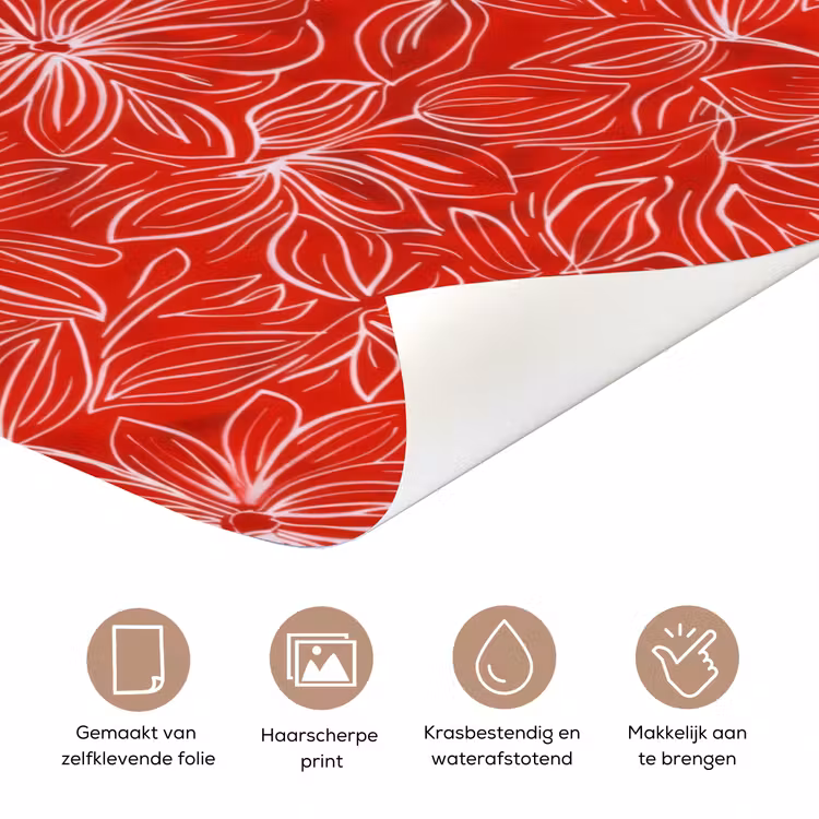 Bloemen - Patroon - Rood deurposter klein 289 -closeup_NL