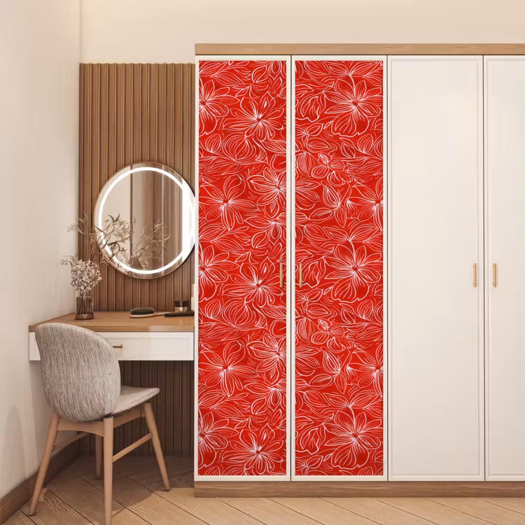 Bloemen - Patroon - Rood deurposter klein 289 -sfeer3