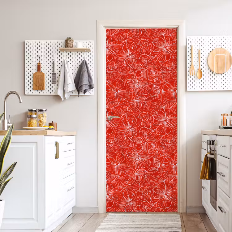 Bloemen - Patroon - Rood deurposter klein 289 -sfeer5