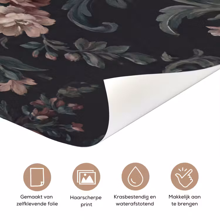 Bloemen - Patroon - Sierlijk - Roze - Donker deurposter klein -closeup_NL