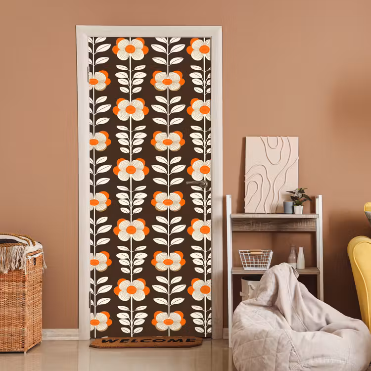 Bloemen - Retro - Bruin deurposter klein 289 -sfeer1
