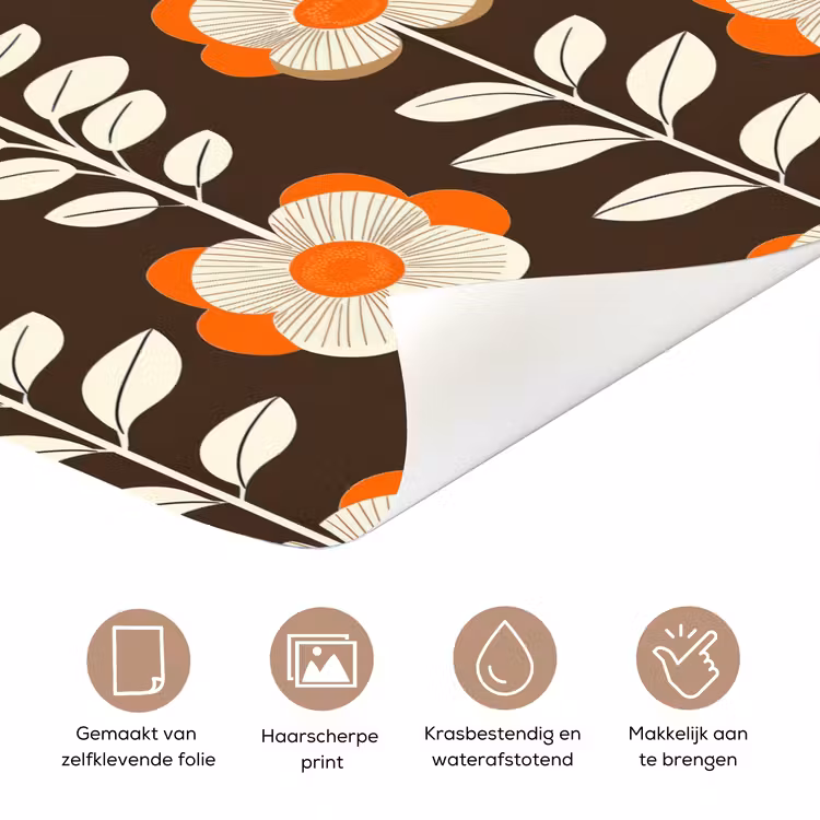 Bloemen - Retro - Bruin deurposter klein 289 -closeup_NL