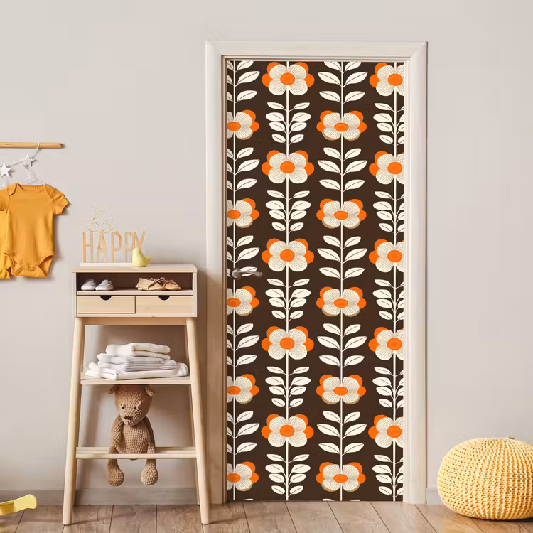 Bloemen - Retro - Bruin deurposter klein 289 -sfeer4