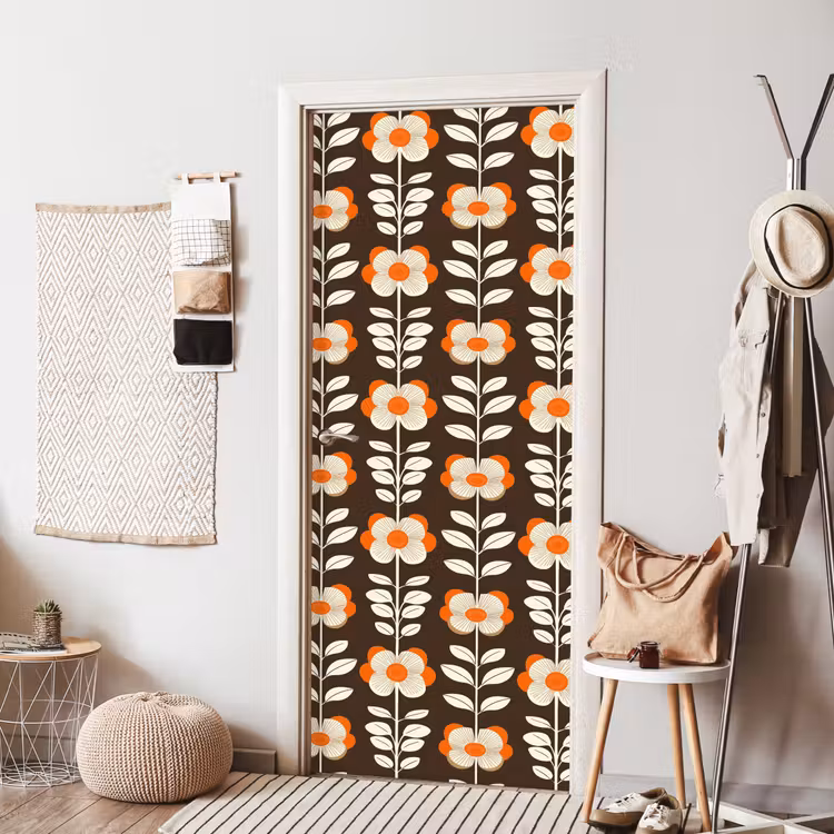 Bloemen - Retro - Bruin deurposter klein 289 -sfeer6