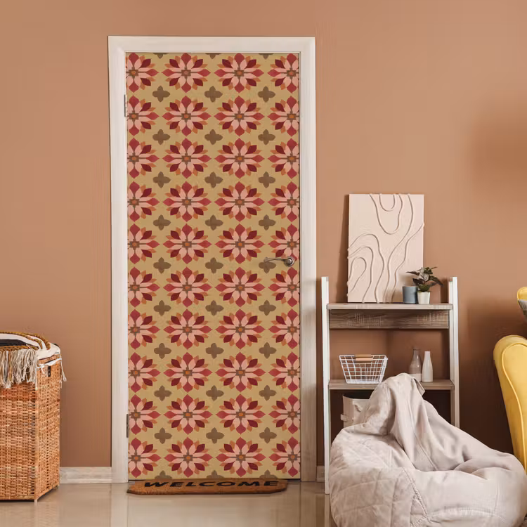 Bloemen - Retro - Groen deurposter klein 289 -sfeer1