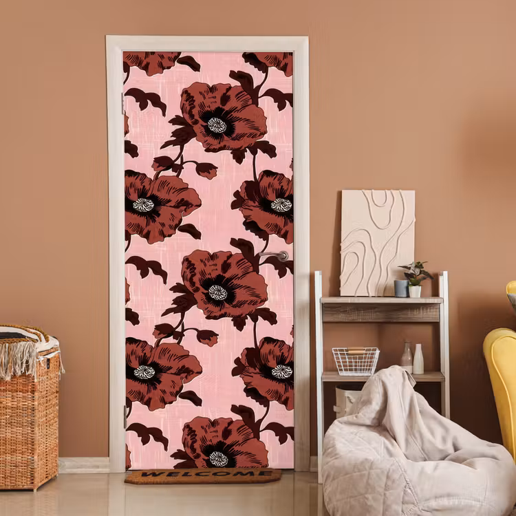 Bloemen - Retro - Rood deurposter klein 289 -sfeer1