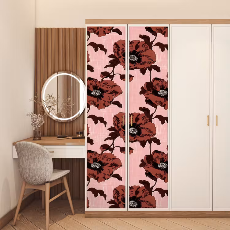 Bloemen - Retro - Rood deurposter klein 289 -sfeer3
