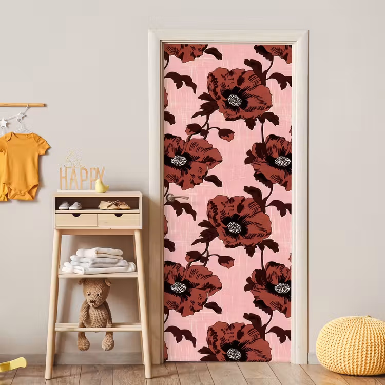Bloemen - Retro - Rood deurposter klein 289 -sfeer4