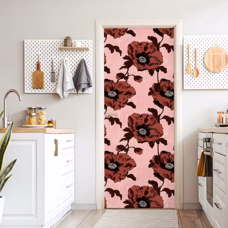 Bloemen - Retro - Rood deurposter klein 289 -sfeer5