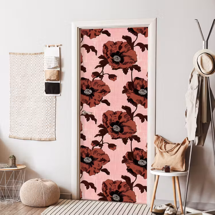 Bloemen - Retro - Rood deurposter klein 289 -sfeer6