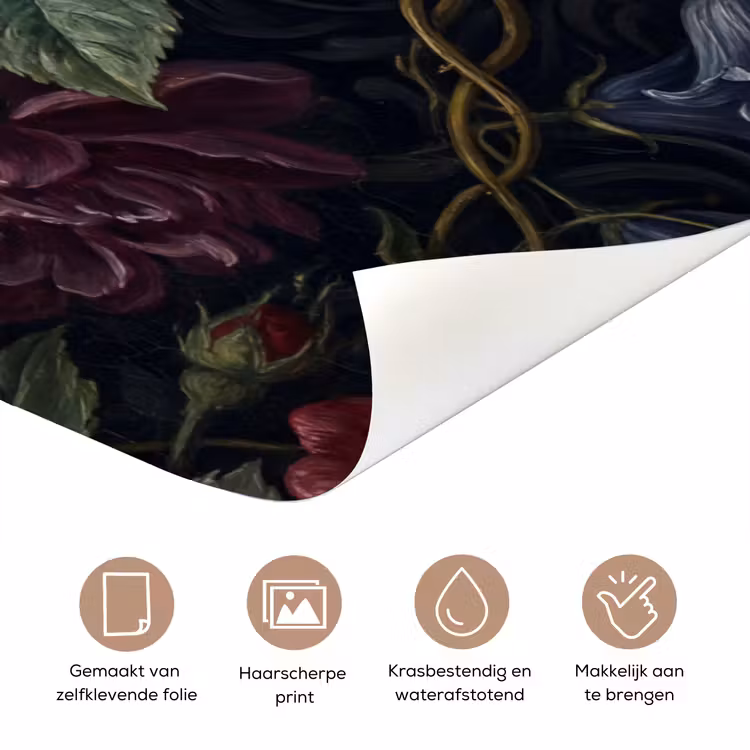 Bloemen - Rood - Klassiek - Donker - Patroon deurposter klein -closeup_NL