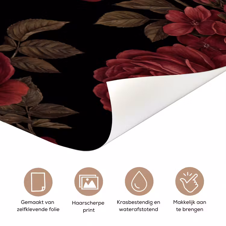 Bloemen - Roos - Patroon - Klassiek - Rood deurposter klein -closeup_NL