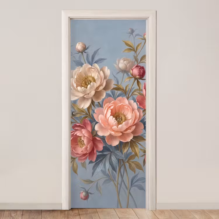 Bloemen - Roze - Beige - Modern - Natuur deurposter klein -3d_beige
