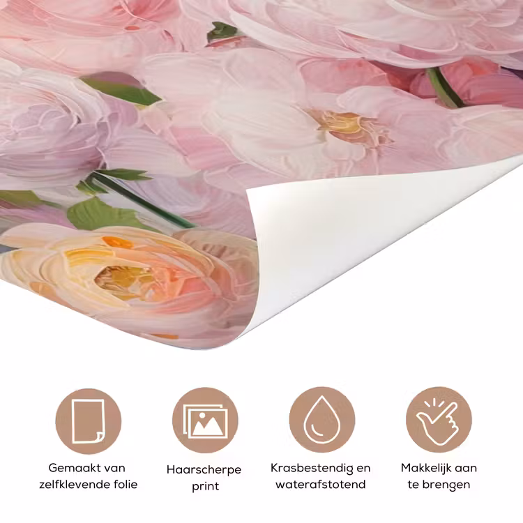 Bloemen - Roze - Botanisch - Kunst - Acrylverf deurposter klein -closeup_NL