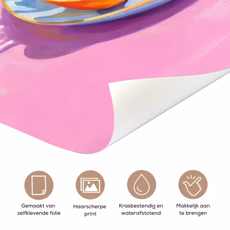 Deursticker - Bloemen - Roze - Modern - Bloemen - Roze - Modern deurposter klein