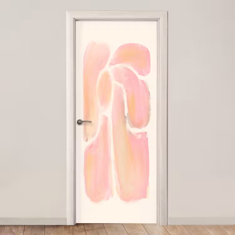 Bloemen - Roze - Natuur - Boho deurposter klein -3d_beige