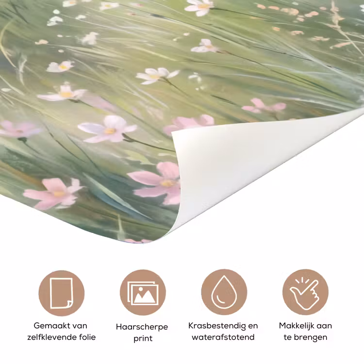 Bloemen veld - Bloemen - Groen deurposter klein -closeup_NL