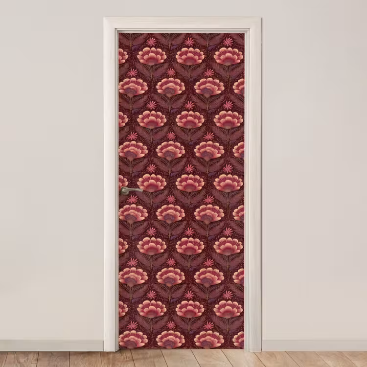 Bloemen - Waaier - Paars deurposter klein 289 -3d_beige