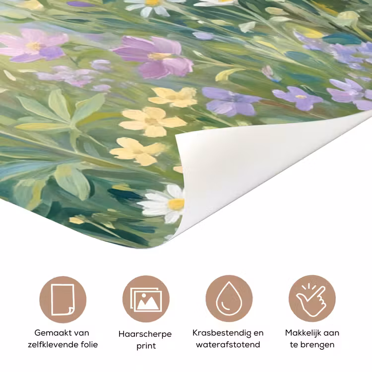 Bloemenveld - Heuvels - Kleurrijk deurposter klein -closeup_NL