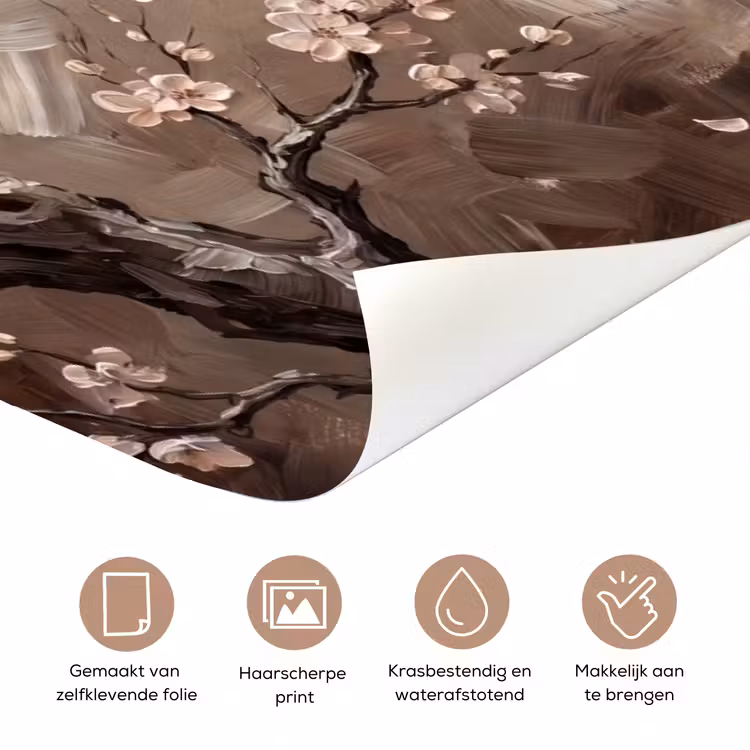 Bloesem - Takken - Schilderij - Beige - Serene deurposter klein -closeup_NL