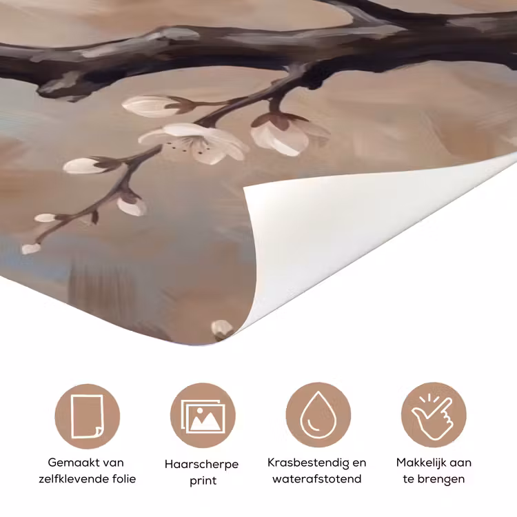 Bloesem - Takken - Schilderij - Beige - Serene deurposter klein -closeup_NL