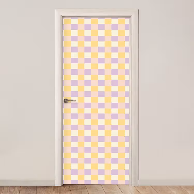 Blokjes - Lila - Geel deurposter klein 289 -3d_beige