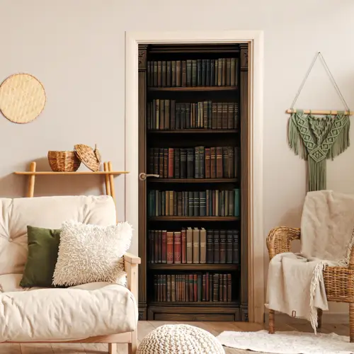 Boekenkast - Vintage - Bruin deurposter klein -sfeer2